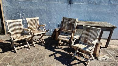 Set 4 sedie RODA teak pieghevoli vintage