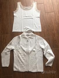 Cardigan e canotta bianco