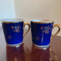 2 tazze blu porcellana dipinte a mano URSS 