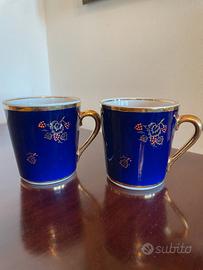 2 tazze blu porcellana dipinte a mano URSS 