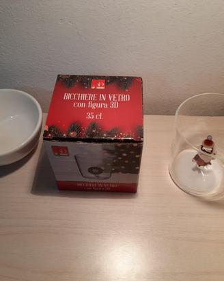 Set Bicchiere 3D Babbo Natale e Ciotola in ceramic