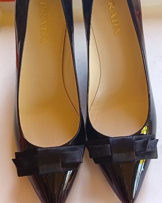 PRADA-scarpe donna decollete in vernice nera 37,5