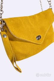 Borsa donna tracolla/pochette camoscio senape