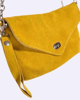 Borsa donna tracolla/pochette camoscio senape