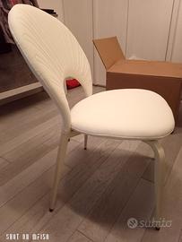 N.4 Sedie per soggiorno in pelle Bianca