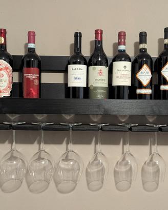 portabottiglie da parete in legno nero