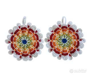 COPPIA PRESINE FATTE A MANO ALL'UNCINETTO 