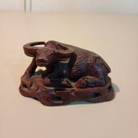 Antica scultura bufalo d'acqua in legno 