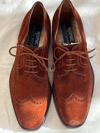 Scarpe Brogue Derby camoscio pelle Made in Italy