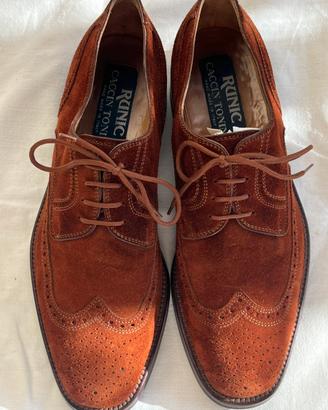 Scarpe Brogue Derby camoscio pelle Made in Italy