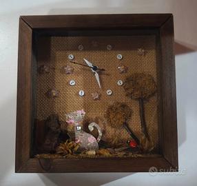 Orologio Quadro Artigianale Gatto