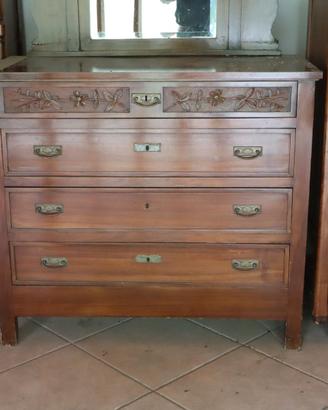 Vecchio armadio impiallacciato in noce con anta e