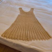 vestito prendisole pizzo fatto mano beige vintage
