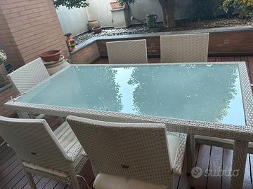 Tavolo da esterno in vetro von n 6 sedie