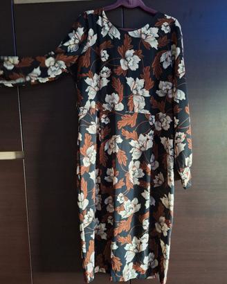 Vestito lungo floreale fiori bianchi rossi Lizalù