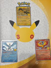 Moltres,Articuno,Zapdos PROMO 30º ANNIVERSARIO