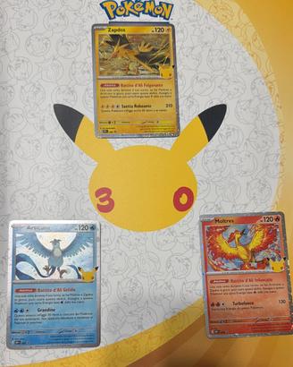 Moltres,Articuno,Zapdos PROMO 30º ANNIVERSARIO