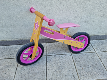 Bicicletta senza pedali in legno