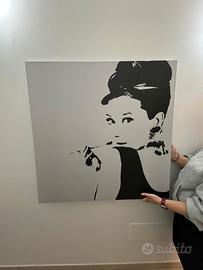 Quadro moderno Audrey Hepburn 90x90 bianco/nero