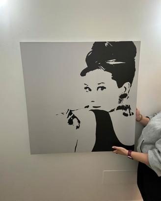 Quadro moderno Audrey Hepburn 90x90 bianco/nero