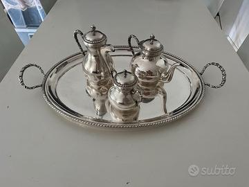 servizio da te con vassoio argento 800