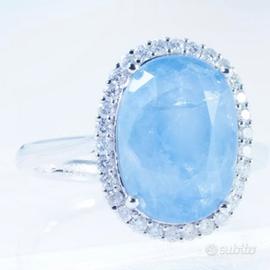 Anello platino Diamanti Zaffiro Ceylon 8.62ct