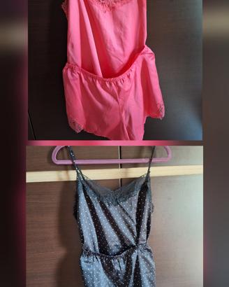 2 pigiami Tezenis canotta + pantaloncini nero rosa
