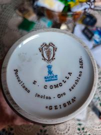 vaso porcellana incisa E. Comolla in oro 24kt