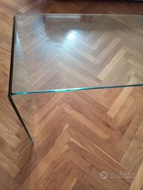 Consolle 125x40 cm in vetro trasparente curvato