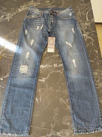 Jeans Uomo NSK Strappi W36 Taglia 50/52 IT