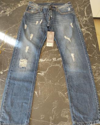 Jeans Uomo NSK Strappi W36 Taglia 50/52 IT