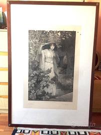 Antica incisione stampata con torchio calcografico