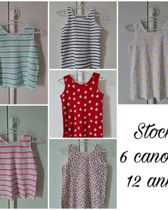 Ragazza 12 anni: stock 6 maglie smanicate 