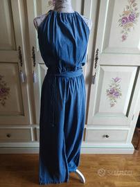 Tuta jumpsuit donna in tela jeans Key-di taglia M