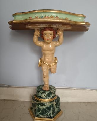 Antico gueridon comodino veneziano, laccato