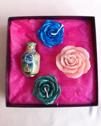 Vaso orientale portaincensi rose/candela OMAGGI🎁