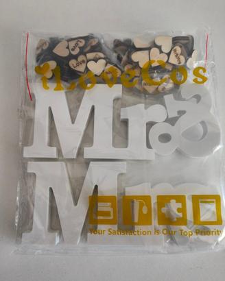 Soprammobile romantico Mr & Mrs con cuoricini in