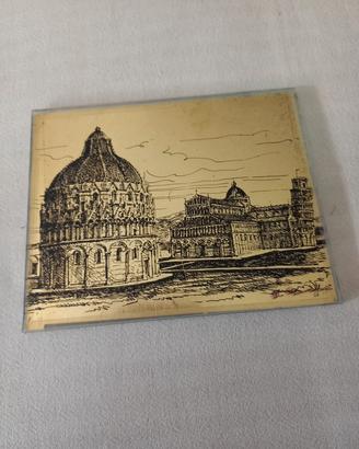 Quadretto Pisa Piazza dei Miracoli  foglia oro 