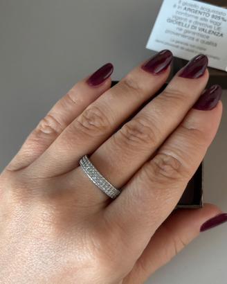 Anello fedina argento 925 con zirconi