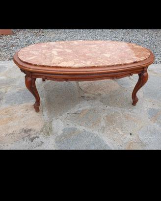 tavolino legno piano marmo