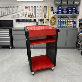 CARRELLO FERRO OFFICINA ANNI 80 CON RUOTE