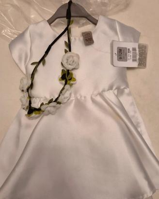 Abito bianco battesimo bambina Nucleo 9-12 mesi