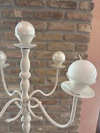 Candelabro 5 bracci bianco in metallo