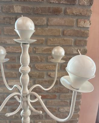 Candelabro 5 bracci bianco in metallo