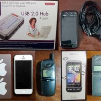 Lotto 5 telefoni cellulari (+ USB 4 port 2.0 Hub)