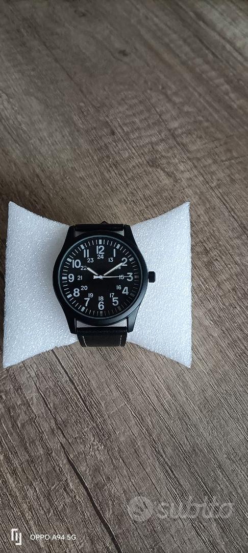 Taport® Orologio al quarzo con cinturino in pelle nera quadrato per gli appassionati di