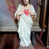 antico cristo gesso dipinto a mano