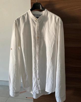 Camicia Zara Uomo Lino Cotone bianca tg S