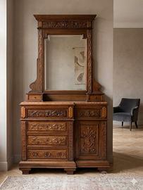 Comò antico con specchiera fine '800, inizi '900