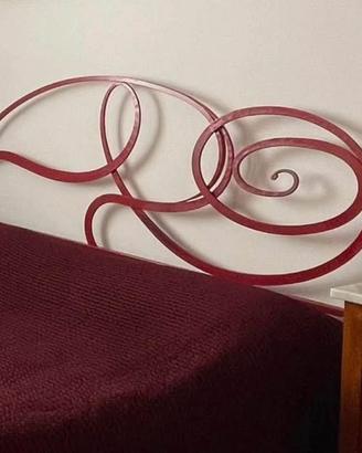 Spalliera letto in ferro battuto color bordeaux